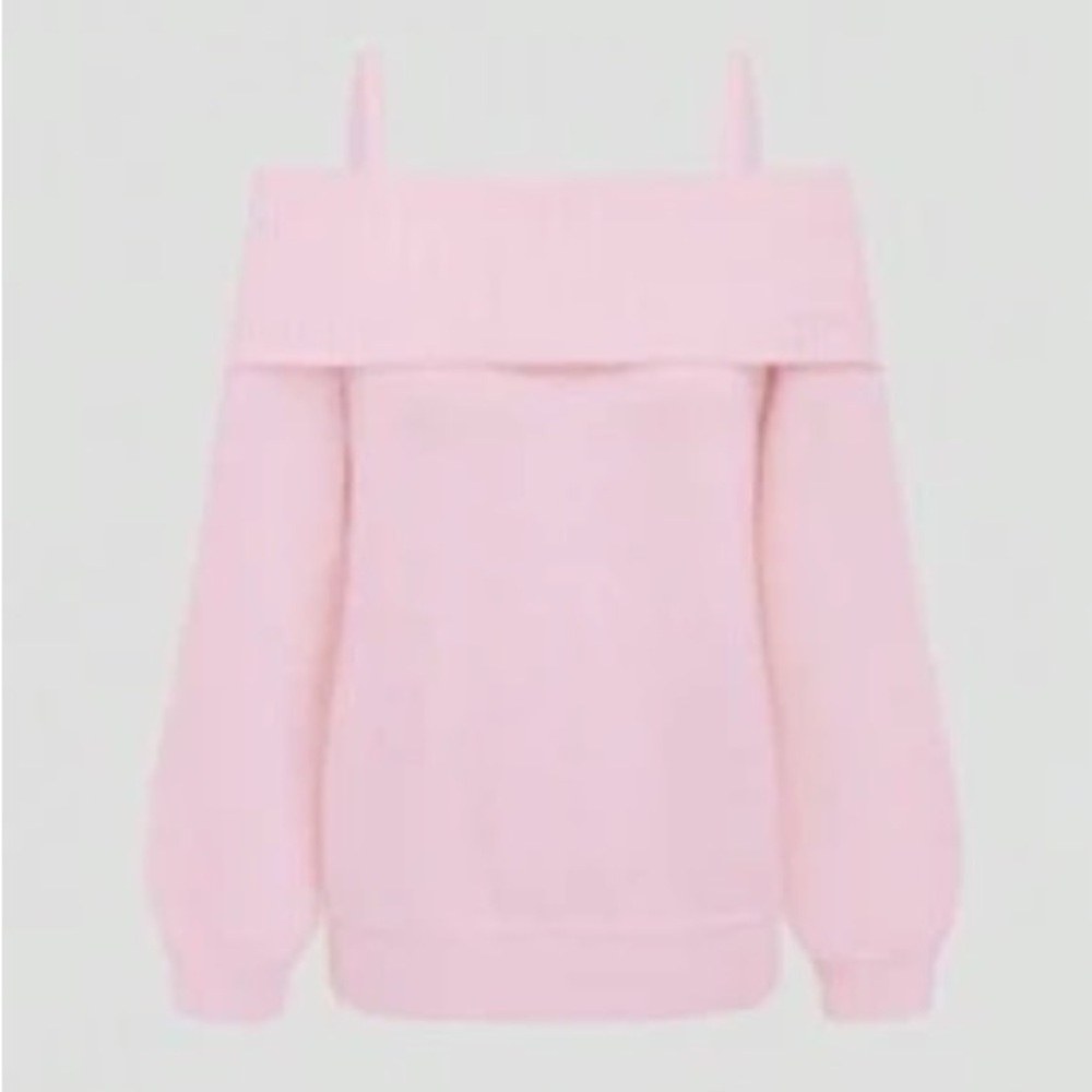 ROMWE Soft Pink Off-Shoulder Sweater